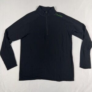 Free Fly Bamboo Midweight Quarter Zip Pullover Size M Black Green Skull Graphic